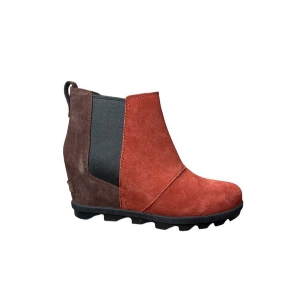 Sorel Womens Suede Joan Of Arctic Wedge Ankle Boots Womens Size 8.5 Red Brown